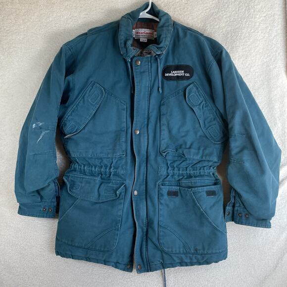 Vintage WearGuard Chore Coat Jacket Mens Large Blue Quilted Lined Canvas Work - Picture 1 of 16
